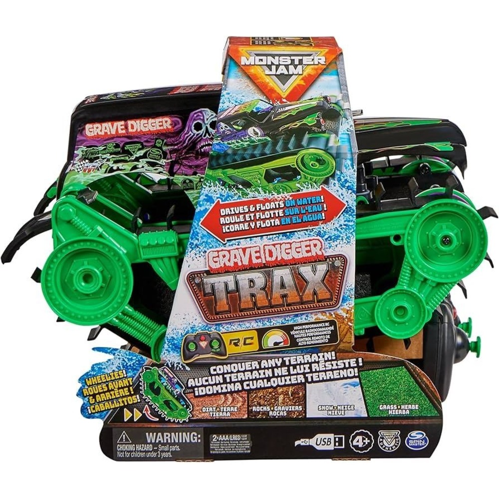 Monster Jam Grave‎ Digger Trax All-Terrain Remote Control Vehicle USB RC Toy